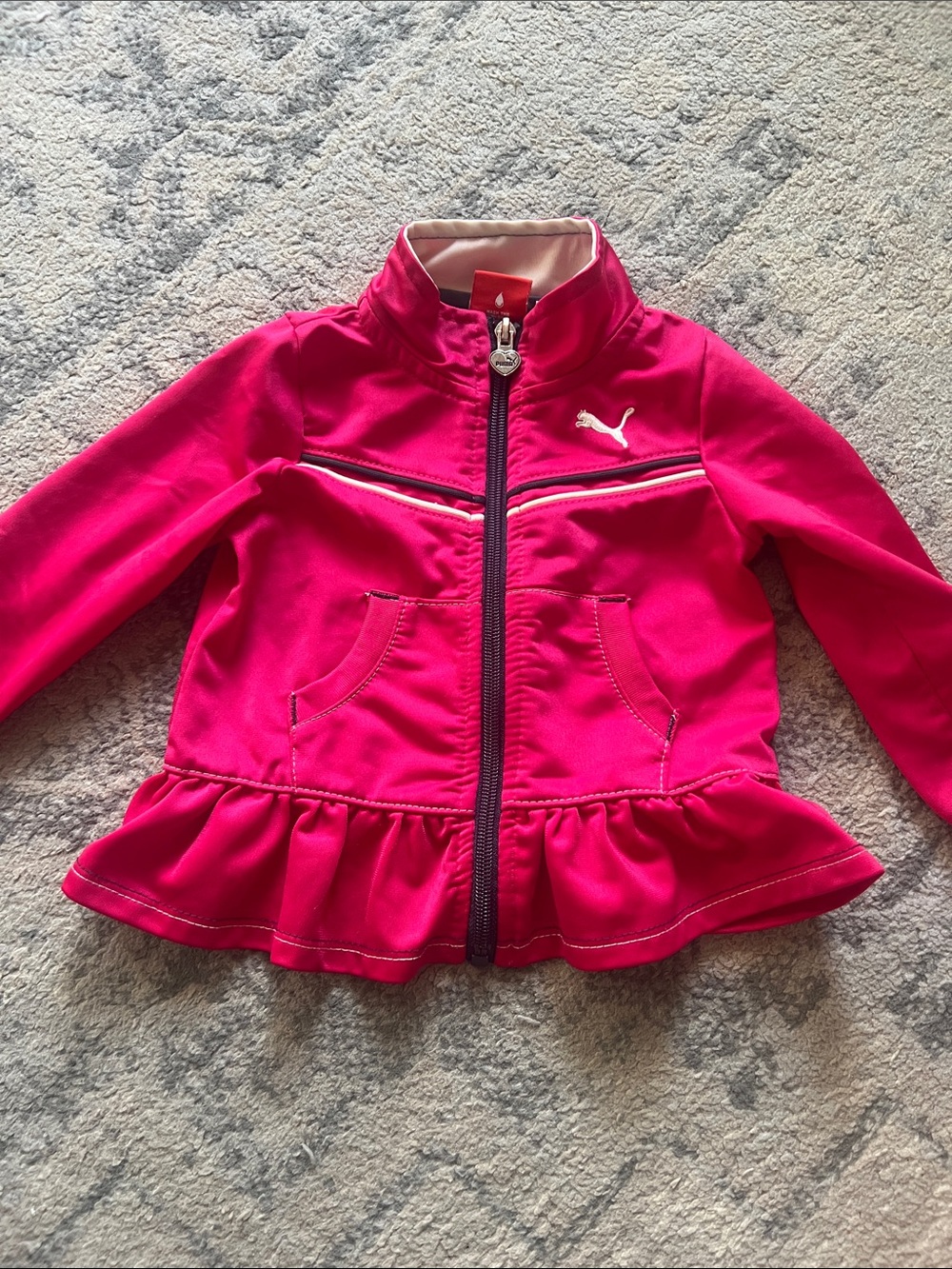 Puma Girls Fuchsia Peplum Zip Jacket